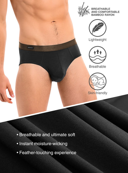 4-Pack Men’s Bamboo Rayon Briefs, Moisture-Wicking Soft Underwear with Support Pouch