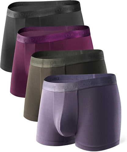 Men's Micro Modal Trunks – Ultra Soft Short Boxer Briefs With 3D Support Pouch, 4 Pack